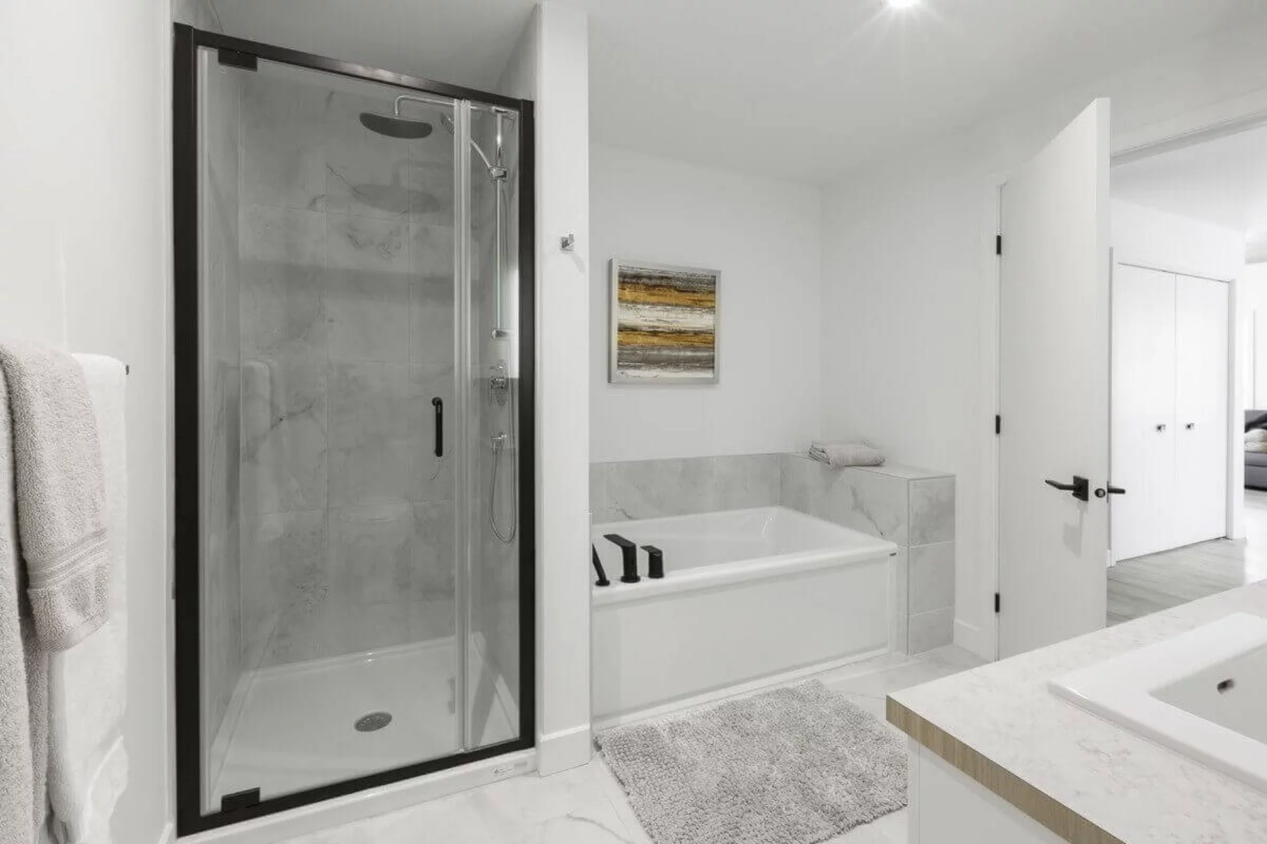 Appartements haut de gamme - Salle de bain avec bain et douche vitrée séparée
