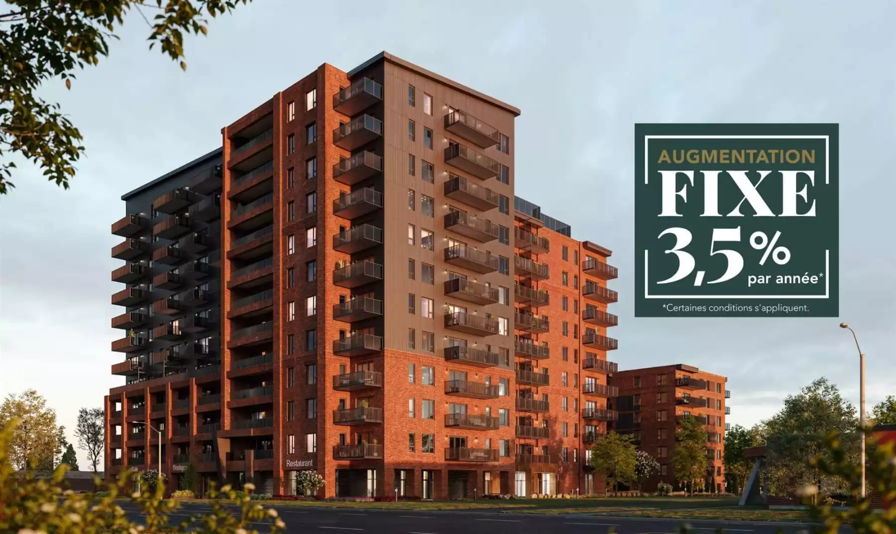 PROMOTION AU DISTRICT GC – Bail de 2 avec augmentation annuelle fixe de 3,5%! Certaines conditions s’appliquent.