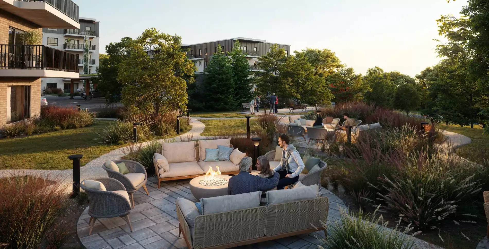 Aire extérieur projet immobilier Tria à Loretteville
