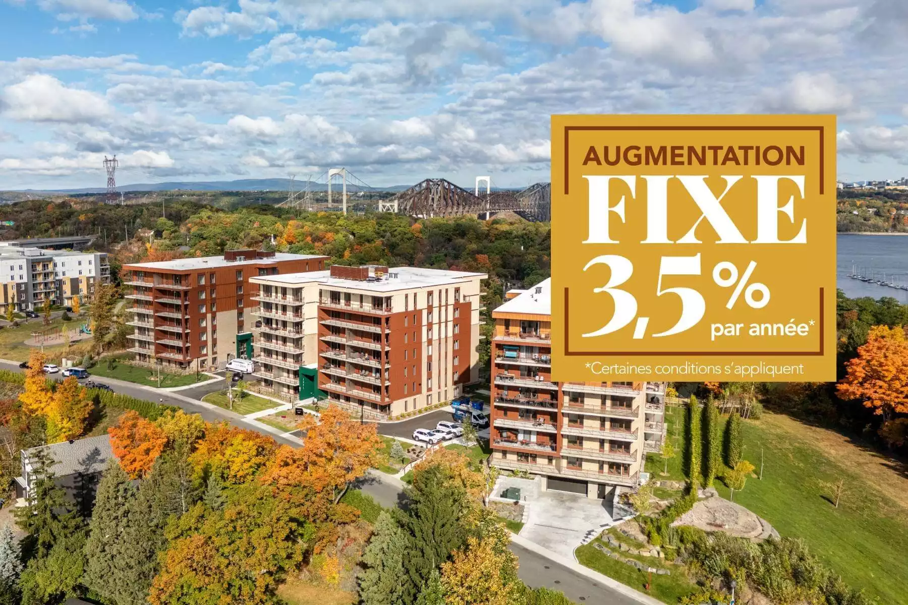 PROMOTION À L'HÉLIOS – Bail de 2 ans avec augmentation annuelle fixe de 3,5%! Certaines conditions s’appliquent.